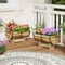Natural Acacia Wood Planter Box with Drainage Gaps Rustic Barrel-Style Garden Pot for Outdoors